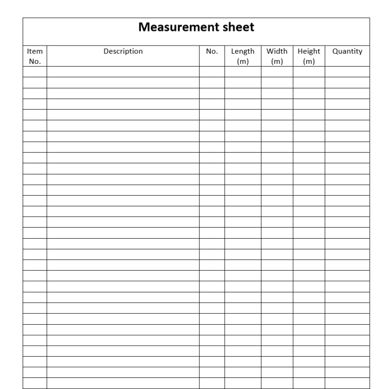 Measurement sheet » Technical Civil